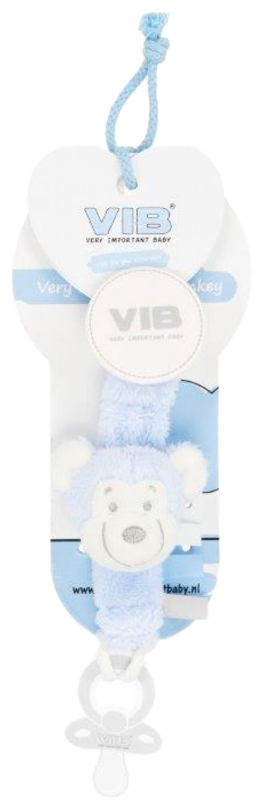 Blauw pluche speenkoord met apenhoofd
