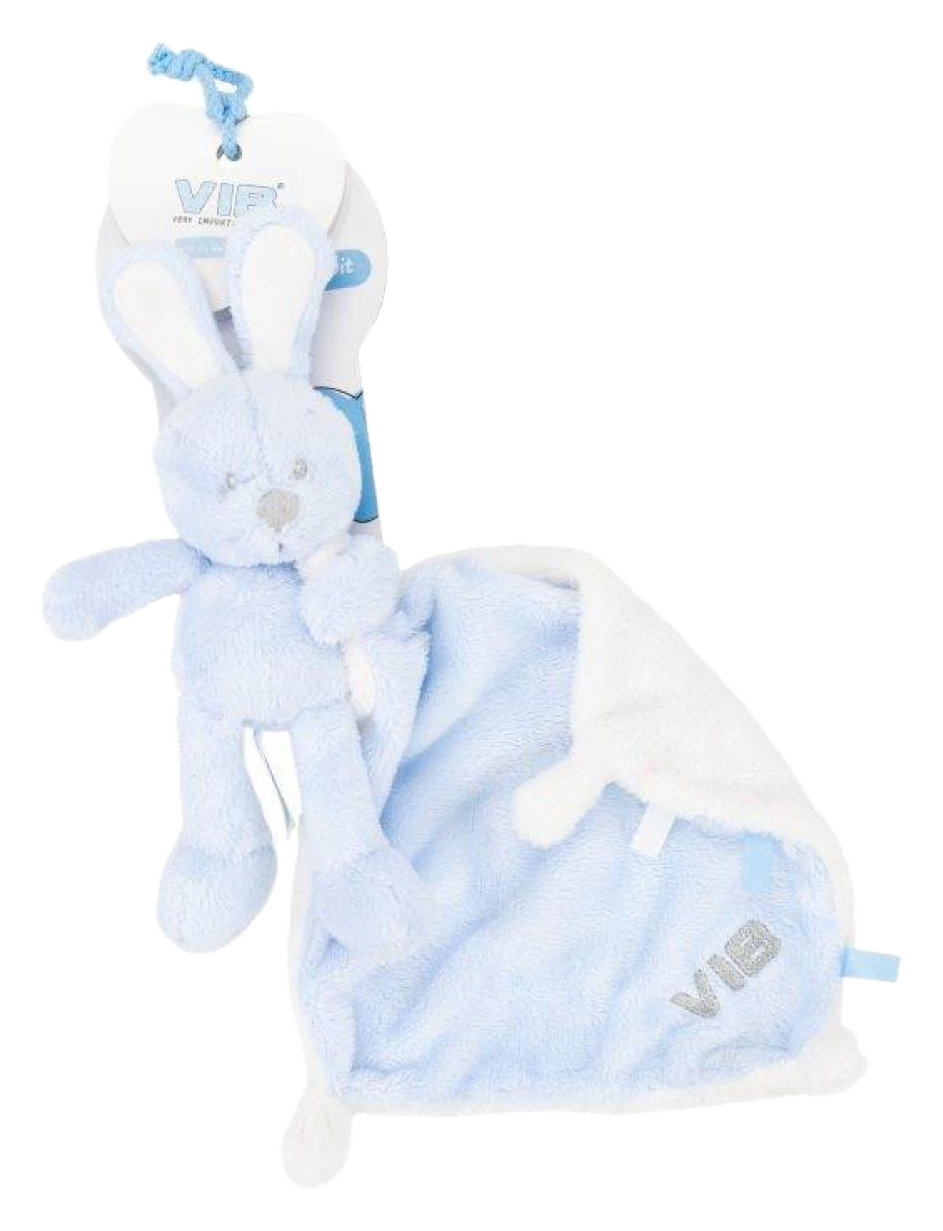 Pluche konijn houdt doekje vast - Blauw