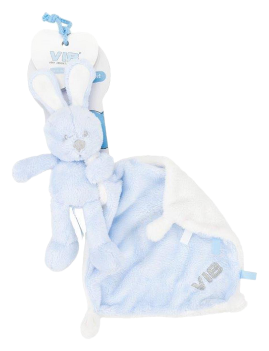 Pluche konijn houdt doekje vast - Blauw