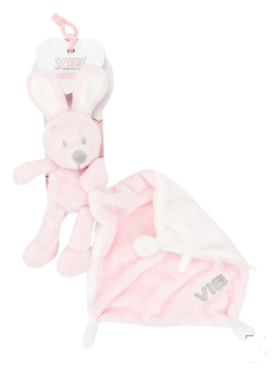 Pluche Konijn houdt doekje vast - Roze
