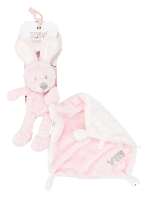 Pluche konijn met doekje - Roze
