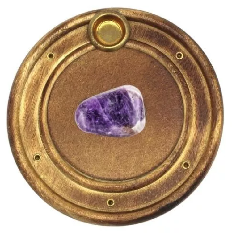 Amethyst Mango Wood Incense Holder
