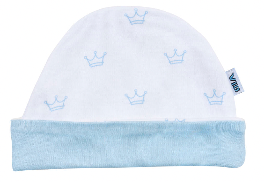 Babymuts Wit/Blauw met kronen
