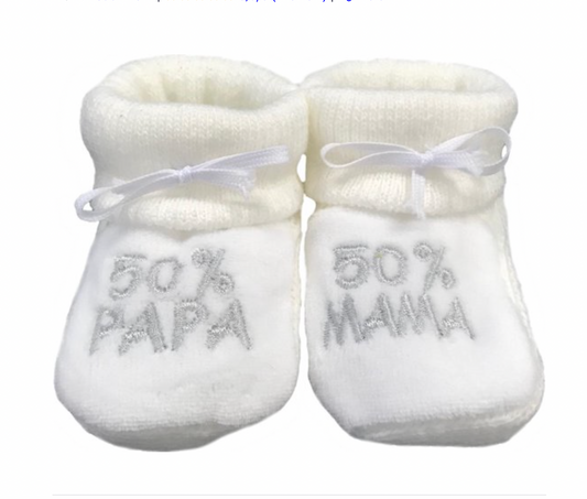 VIB Babysokjes Wit 50% Mama 50% Papa