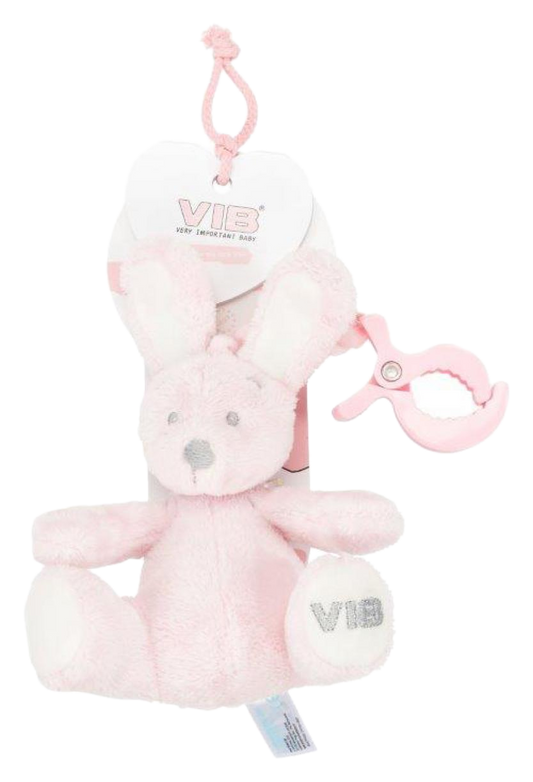 Pluche Konijn met Trekkoord en Clip (Zittend) Roze